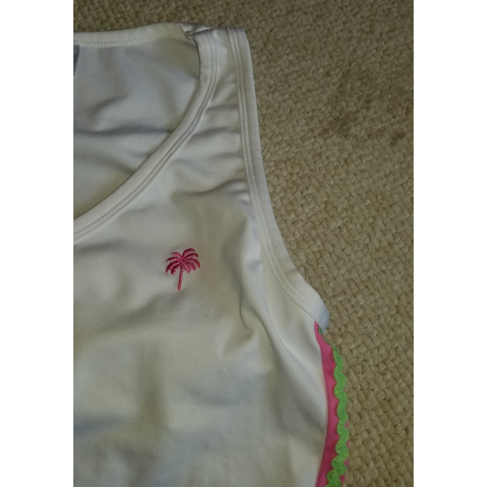 VINTAGE Y2K Womens Top-LILLY PULITZER-white stretch knit athletic w/shelfbra-S - Picture 2 of 5